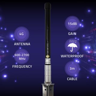 Antena 4G LTE Qoltec 15dBi | dookólna | zewnętrzna | SMA | włókno szklane