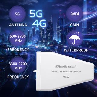 Antena 4G 5G LTE Qoltec 9dBi | kierunkowa | zewnętrzna | N female | wodoodporna | 3m