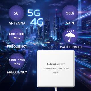 Antena 4G 5G LTE Qoltec 9dBi | kierunkowa | zewnętrzna | SMA | wodoodporna | 3m