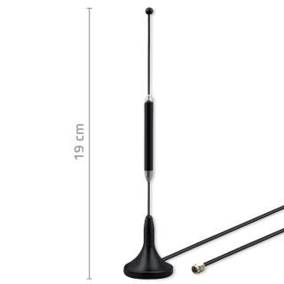 Antena 4G LTE Qoltec z podstawą magnetyczną | 5dBi | dookólna | wewnętrzna | 600-2700 MHz | SMA | 3m