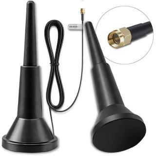 Antena 4G LTE Qoltec z podstawą magnetyczną | 5dBi | wewnętrzna | dookólna | 600-2700 MHz | SMA | 3m