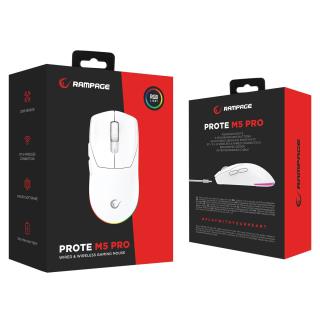 Mysz bezprzewodowa Rampage M5 Pro mysz bezprzewodowa 26000 DPI RGB LED 1K Hz biała