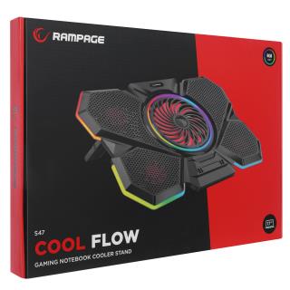 Podstawka chłodząca Rampage S47 pod laptop 12-17" COOLFLOW RGB regulowana czarna