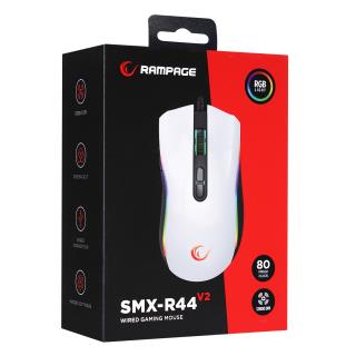 Mysz przewodowa Rampage SMX-R44V2 gamingowa 12800 DPI RGB LED 1K Hz HUANO biała
