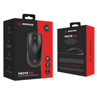 Mysz bezprzewodowa Rampage Prote M5 24000 DPI RGB LED 1K Hz czarna