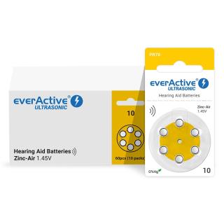 Baterie do aparatów słuchowych 10 / PR70 everActive ULTRASONIC 10- 6 sztuk