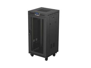 Szafa instalacyjna Rack Lanberg stojąca 19" 24U 600x600 czarna drzwi perforowane LCD (flat pack) V2