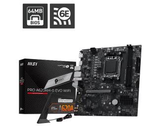Płyta MSI PRO A620AM-G EVO WIFI /AMD A620/DDR5/SATA3/M.2/USB3.0/WiFi/BT/PCIe4.0/AM5/mATX