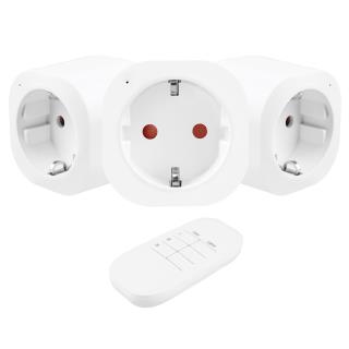 Gniazdka sterowane pilotem GreenBlue GB313 F, 3szt, programowalne, zasięg do 30m, 220-240V AC, 50/60Hz, 16A, 433MHz