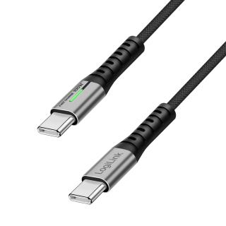 Kabel USB 3.2 Gen2x2 LogiLink CU0433 USB-C - USB-C, M/M, 20 Gb/s, 100 W, 4K, czarny, 1,5m