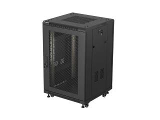 Szafa instalacyjna Rack Lanberg stojąca 19" 18U 600x600 czarna drzwi perforowane (flat pack)