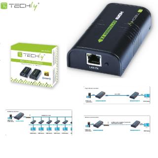 Extender / odbiornik HDMI Techly IDATA EXTIP-373R  po skrętce Cat. 5e/6/6a/7 do 120m, over IP, czarny