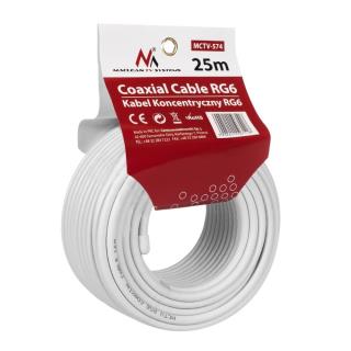 Kabel koncentryczny Maclean MCTV-574 satelitarny, antenowy 1.0CCS RG6 25m 