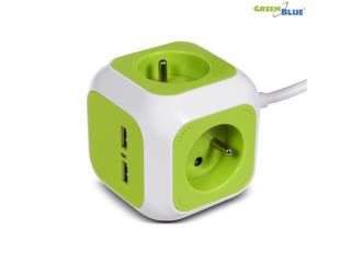 Listwa zasilająca przedłużacz GreenBlue GB118 MagicCube poczwórne gniazdo prądowe, 2 wejścia USB 1,4m 