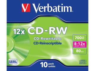 Płyty CD-RW Verbatim 700MB Scratch Resistant X12 (10 Jewel Case)