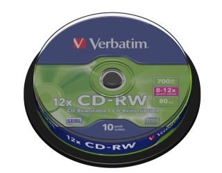 Płyty CD-RW Verbatim 700MB Scratch Resistant X12 (Cake 10)