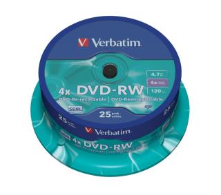 Płyty DVD-RW Verbatim 4x 4.7GB (Cake 25) MATT SILVER