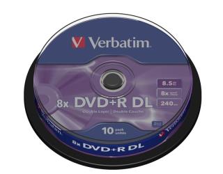 Płyty DVD+R DL Verbatim 8x 8,5GB Matt Silver (Cake 10)