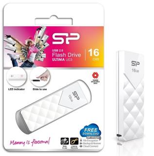 Pendrive Silicon Power 16GB Ultima U03 Diamond Cut LUX White