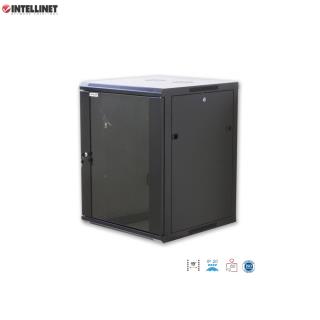 Szafa wisząca, zmontowana Intellinet 15U, 600x600, Rack 19", szklane drzwi, czarna