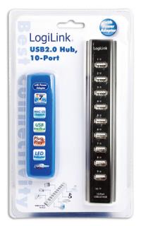 Hub USB LogiLink UA0096 10xUSB 2.0 aktywny czarny