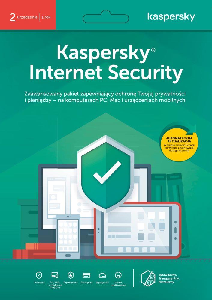 Licencja BOX Kaspersky Internet Security PL 2-urządzenia 1 rok Retail Card  - przy zakupie z komputerem lub notebookiem