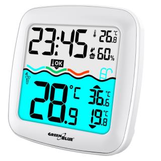 Stacja pogodowa GreenBlue GB216 z termometrem basenowym, zasięg 60m, czujnik pływający, temperatura, godzina, kalendarz, DCF
