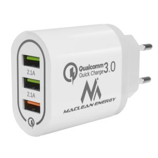Ładowarka sieciowa Maclean MCE479 W QC 3.0 3xUSB biała