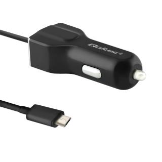 Ładowarka samochodowa Qoltec 12-24V 5V 3,4A USB + kabel micro USB