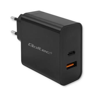 Ładowarka sieciowa Qoltec Super Quick PD | 1xUSB-C | 1xUSB | 90W | 5-20V | 2.4-4.35A | Czarna