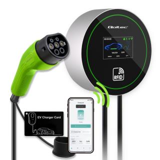 Stacja ładowania Qoltec EV 2w1 Typ2 | 22kW | Wi-Fi | LCD | 3 fazy | Wallbox | Smart life app | RFID | 5m