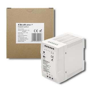 Zasilacz na szynę DIN Qoltec | 90W | 12V | 7.5A | Biały | Slim