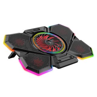 Podstawka chłodząca Rampage S47 pod laptop 12-17" COOLFLOW RGB regulowana czarna  