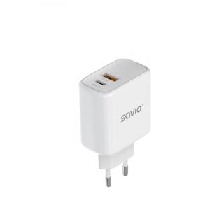 Ładowarka sieciowa Savio LA-06 USB Quick Charge Power Delivery 3.0 30W, 1xUSB Type C, 1xUSB, biała