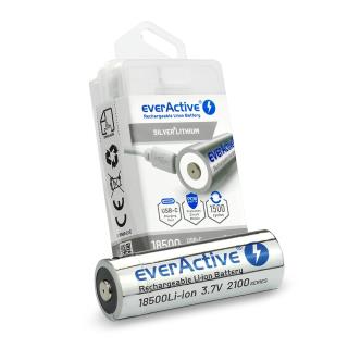 Akumulator 18500 everActive 3,7V Li-ion 2100mAh USB-C z zabezpieczeniem BOX