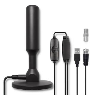 Antena telewizyjna Qoltec DVB-T2 ze wzmacniaczem sygnału i magnetyczną podstawą | wewnętrzna | 4K | 28dBi | 5m