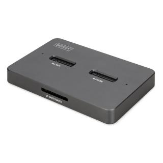 Stacja dokująca dysków DIGITUS DA-71546-1, USB-C 3.2 Gen2, SSD M.2 NVMe + SATA, czytnik kart SD-Express 7.1, czarna