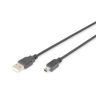 Kabel USB DIGITUS 2.0 A/M - mini B/M, 1,8m czarny