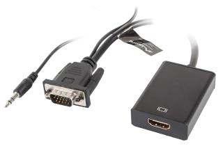 Kabel adapter Lanberg VGA (M) + Audio -> HDMI (F) 0,2m czarny