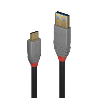 Kabel USB LINDY 3.1 A/M - USB C/M, Anthra Line 1,5m Czarny