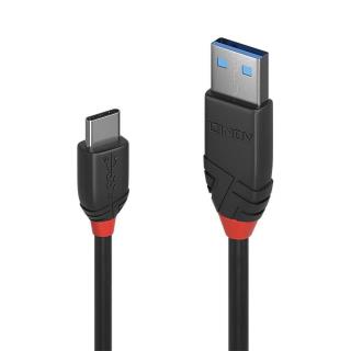 Kabel USB LINDY 3.1 A/M  - USB C/M, Black Line 0,5m Czarny