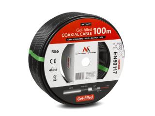 Kabel koncentryczny Maclean MCTV-477 żelowany satelitarny RG6 100m 1.0CU+4.6FPE+AL/P+96*0.12AL+6.8PE 