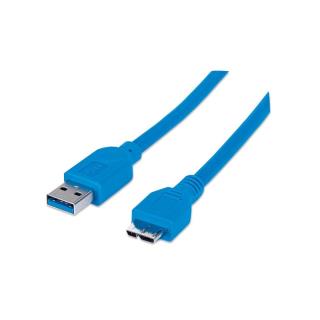 Kabel Manhattan USB 3.0 A / Micro-B M/M 1m niebieski