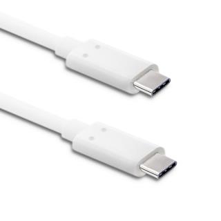 Kabel USB Qoltec 3.1 typ C męski | USB 3.1 typ C męski | 1m | Biały