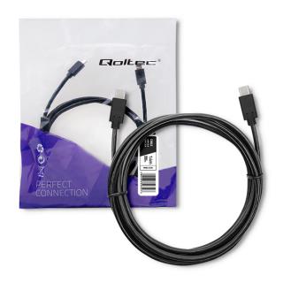 Kabel USB Qoltec 3.1 typ C męski | USB 3.1 typ C męski | 1.4m | Czarny