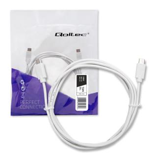 Kabel USB Qoltec 2.0 typ C męski | USB 2.0 typ C męski | 1.4m | Biały