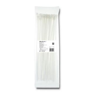 Opaska zaciskowa Qoltec | 7.2*350 | 50szt | nylon UV | Biała