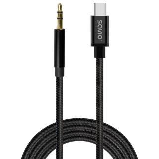 Kabel adapter Savio CL-188 USB-C do Mini Jack 3.5mm 2m