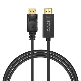 Kabel adapter Savio CL-183 DisplayPort do HDMI 1,5m czarny