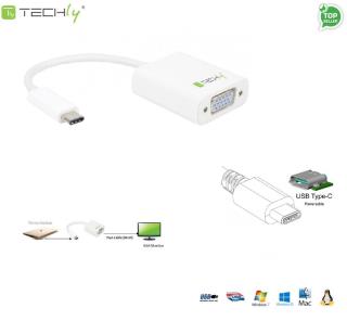 Adapter Techly USB31-VGA  USB-C 3.1 na VGA M/Ż, biały 0,15m IADAP